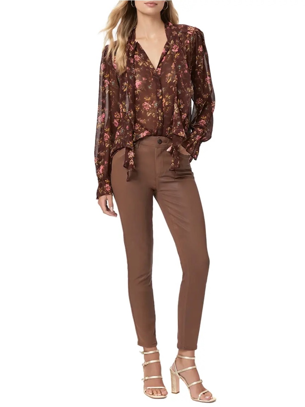 PAIGE hoxton ankle coated brown jeans size 32